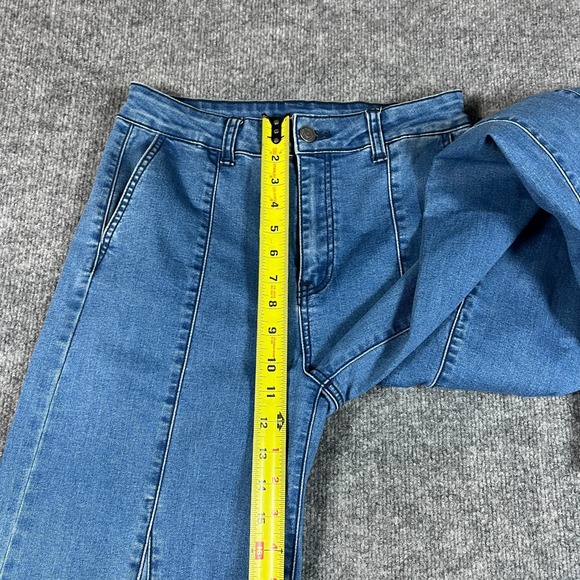 Litz Wide Jeans Womens 28 Blue Denim Cotton Frayed Hem High Rise Medium Wash - Picture 4 of 11